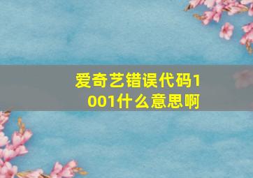 爱奇艺错误代码1001什么意思啊