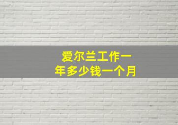 爱尔兰工作一年多少钱一个月