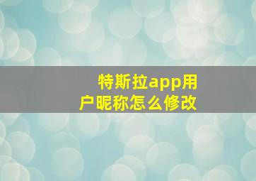 特斯拉app用户昵称怎么修改