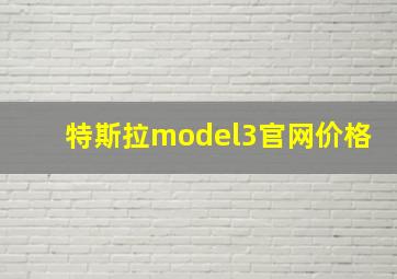 特斯拉model3官网价格