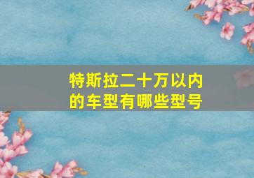 特斯拉二十万以内的车型有哪些型号