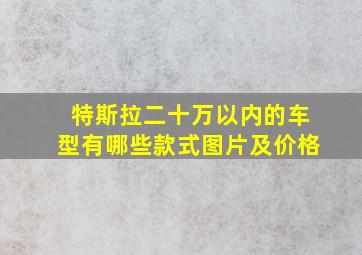 特斯拉二十万以内的车型有哪些款式图片及价格