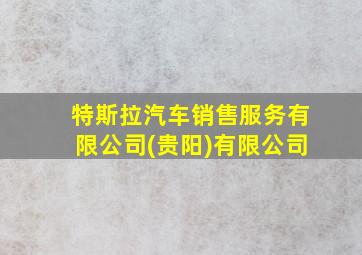 特斯拉汽车销售服务有限公司(贵阳)有限公司