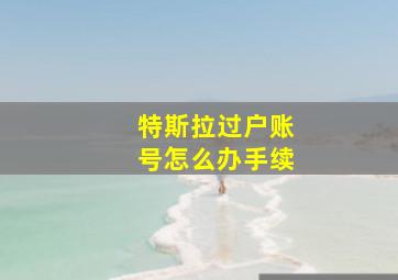 特斯拉过户账号怎么办手续