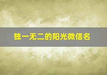 独一无二的阳光微信名