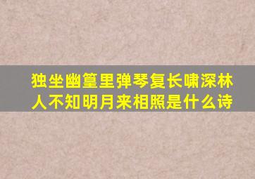 独坐幽篁里弹琴复长啸深林人不知明月来相照是什么诗