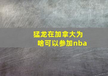 猛龙在加拿大为啥可以参加nba