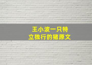 王小波一只特立独行的猪原文