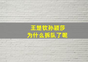 王楚钦孙颖莎为什么拆队了呢