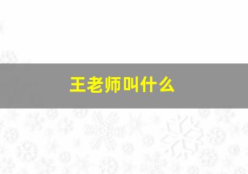 王老师叫什么