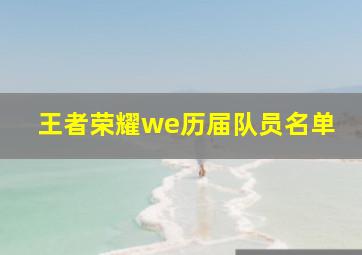 王者荣耀we历届队员名单