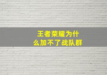 王者荣耀为什么加不了战队群