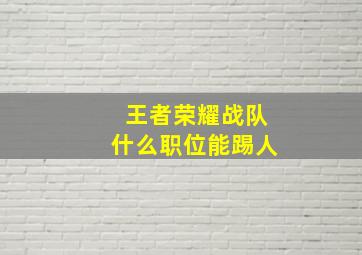 王者荣耀战队什么职位能踢人