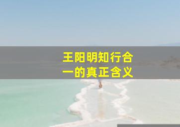 王阳明知行合一的真正含义