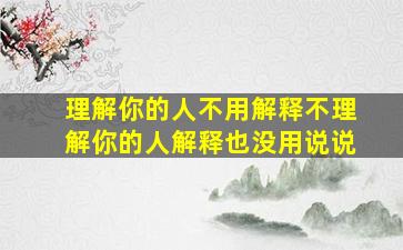 理解你的人不用解释不理解你的人解释也没用说说