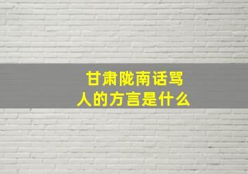 甘肃陇南话骂人的方言是什么