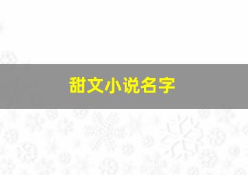 甜文小说名字