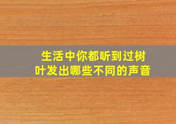 生活中你都听到过树叶发出哪些不同的声音