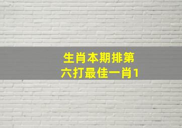 生肖本期排第六打最佳一肖1