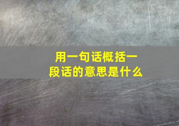 用一句话概括一段话的意思是什么