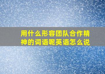 用什么形容团队合作精神的词语呢英语怎么说