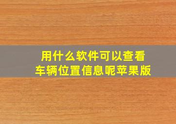 用什么软件可以查看车辆位置信息呢苹果版