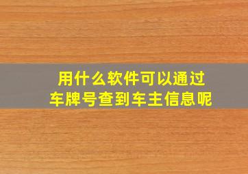 用什么软件可以通过车牌号查到车主信息呢