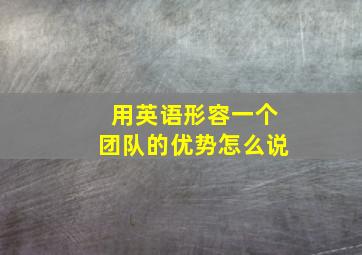 用英语形容一个团队的优势怎么说