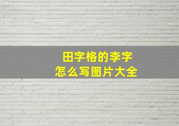 田字格的李字怎么写图片大全