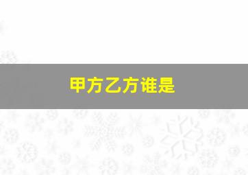 甲方乙方谁是