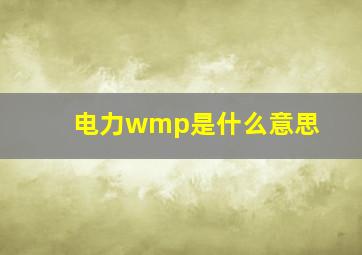 电力wmp是什么意思