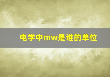 电学中mw是谁的单位