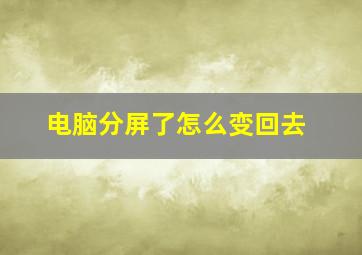 电脑分屏了怎么变回去