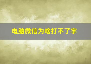 电脑微信为啥打不了字