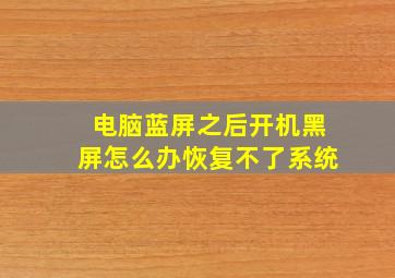 电脑蓝屏之后开机黑屏怎么办恢复不了系统