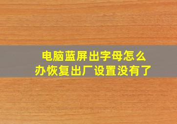 电脑蓝屏出字母怎么办恢复出厂设置没有了