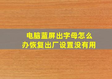 电脑蓝屏出字母怎么办恢复出厂设置没有用