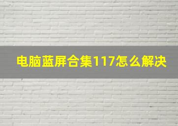 电脑蓝屏合集117怎么解决