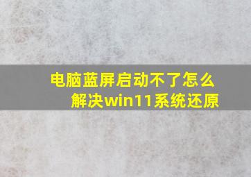 电脑蓝屏启动不了怎么解决win11系统还原