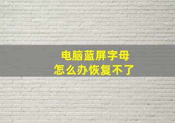 电脑蓝屏字母怎么办恢复不了