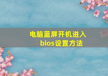 电脑蓝屏开机进入bios设置方法