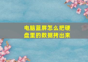 电脑蓝屏怎么把硬盘里的数据拷出来