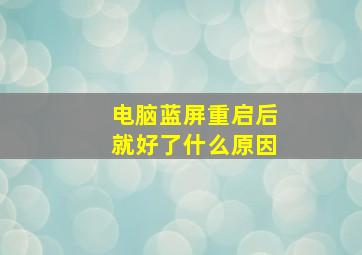 电脑蓝屏重启后就好了什么原因