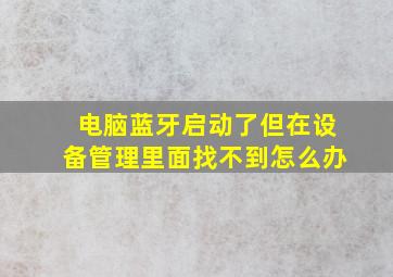 电脑蓝牙启动了但在设备管理里面找不到怎么办