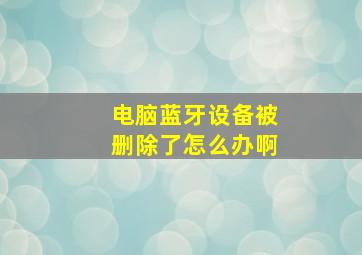 电脑蓝牙设备被删除了怎么办啊