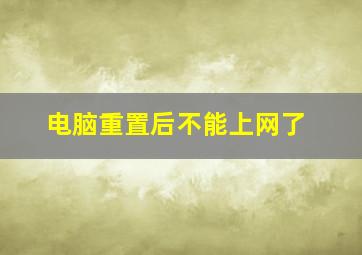 电脑重置后不能上网了