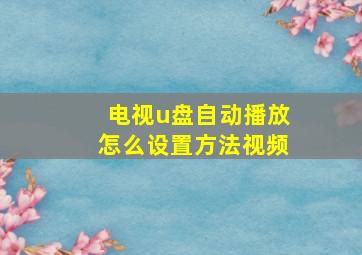 电视u盘自动播放怎么设置方法视频