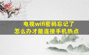 电视wifi密码忘记了怎么办才能连接手机热点