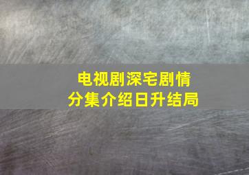 电视剧深宅剧情分集介绍日升结局