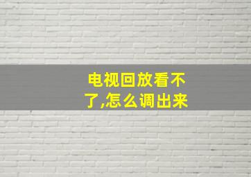 电视回放看不了,怎么调出来